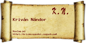 Kriván Nándor névjegykártya