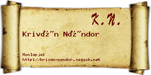 Kriván Nándor névjegykártya